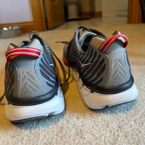 Hoka One One Gray and Red Sneakers - Picture 2 of 6